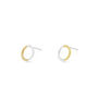 9ct Yellow Gold And Silver Mini Circle Stud Earrings, thumbnail 2 of 5