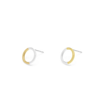 9ct Yellow Gold And Silver Mini Circle Stud Earrings, 2 of 5