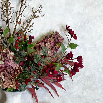 'Hygge' Faux Flowers Bouquet Burgundy, 3 of 4