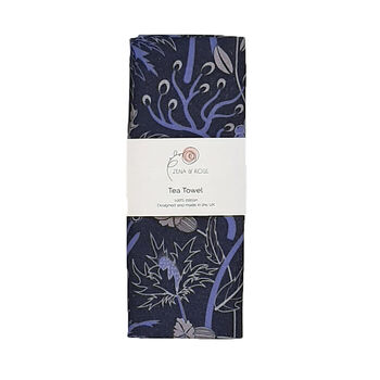 Sea Holly Purple Tea Towel, 4 of 6