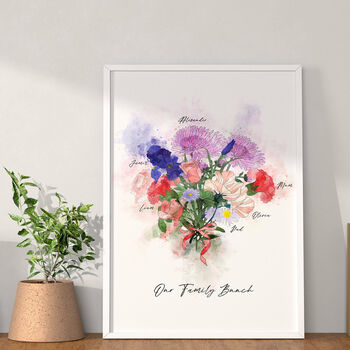 Family Birth Flower Bouquet Watercolour Print, 3 of 11