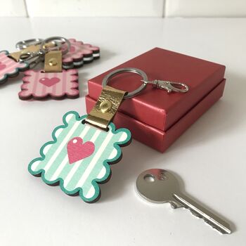 Personalised Teal Wavy Frame Keychain And Bag Charm, 2 of 4