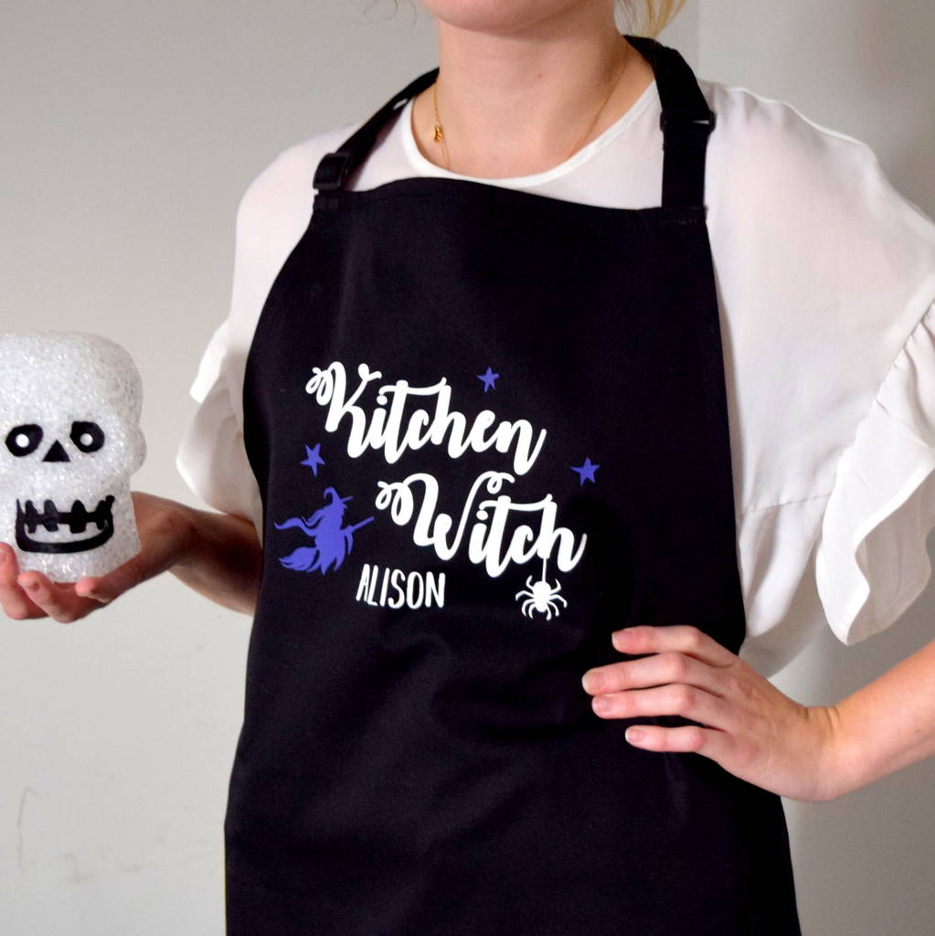 Personalised Kitchen Witch Halloween Apron, 1 of 5
