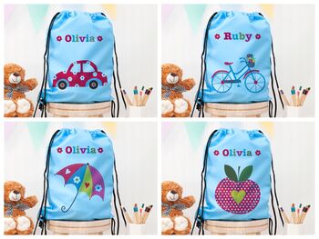 Personalised Girl's Sky Blue Waterproof Swim Bag, 3 of 12