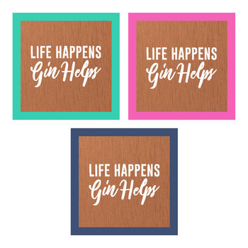 'Life Happens, Gin Helps' Solid Copper Coaster, 3 of 5