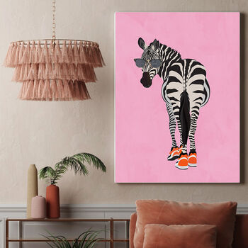 Custom Personalised Zebra Wearing Sneakers Art Print, 3 of 9