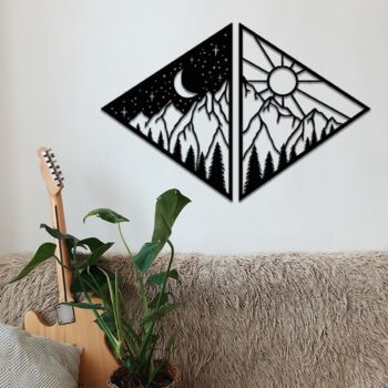 Day And Night Triangular Wall Art Wooden Decor, 6 of 12