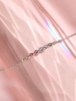 Pastel Rainbow Gemstone Bracelet In Sterling Silver And Gold, 7 of 11