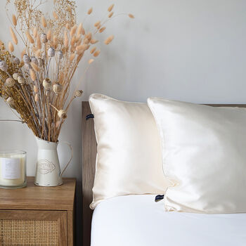 Silk Pillowcase Cream 100% Pure Soft Mulberry Silk Floral Luxury Hair Care Standard Double 50x75cm, 4 of 5