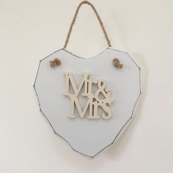 Handmade Mr And Mrs Hanging Sign, 2 of 5