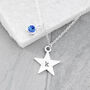 Engraved Silver Plated Star Birthstone Crystal Necklace, thumbnail 1 of 12