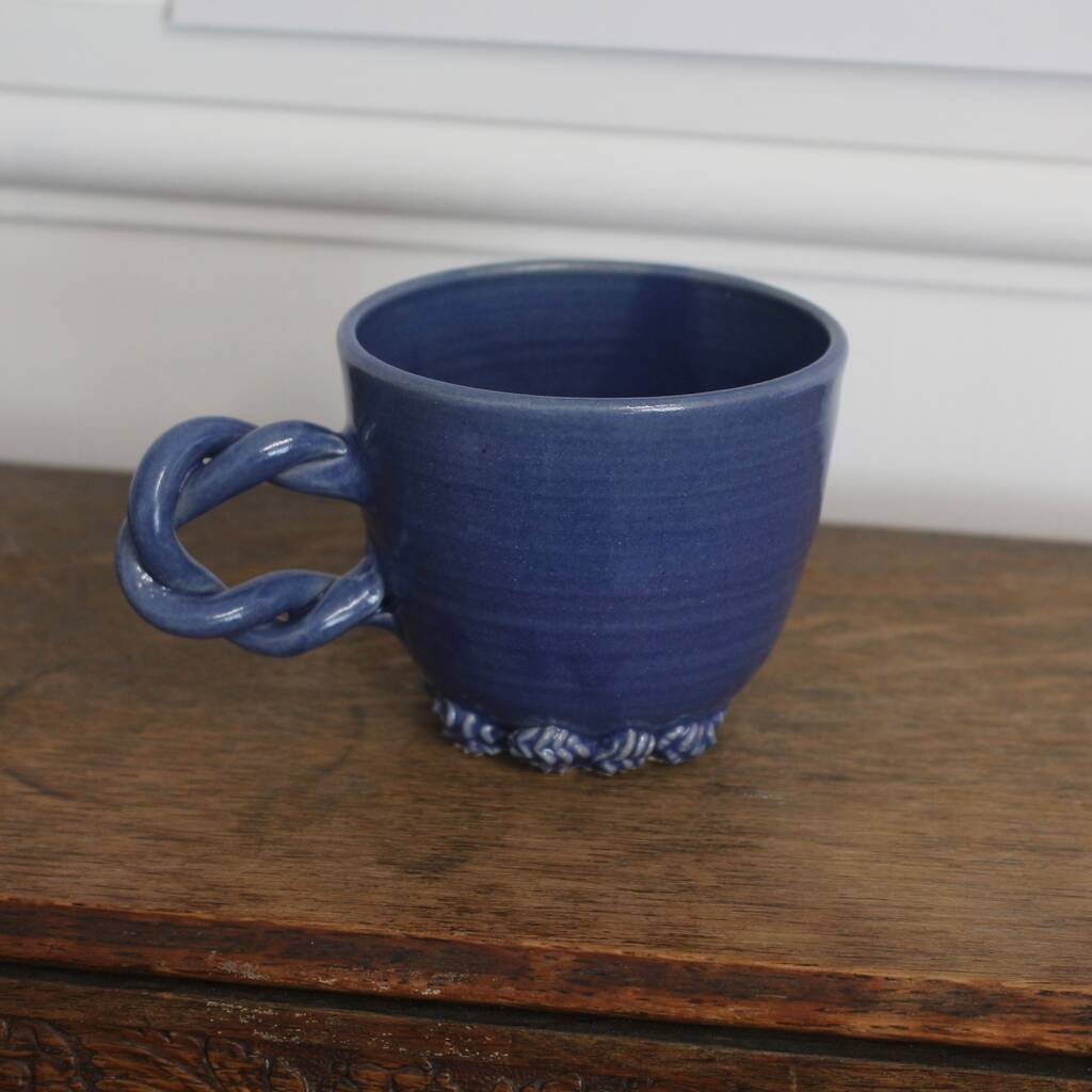 Ceramic Twisted Handle Mug In Navy Blue, 1 of 3