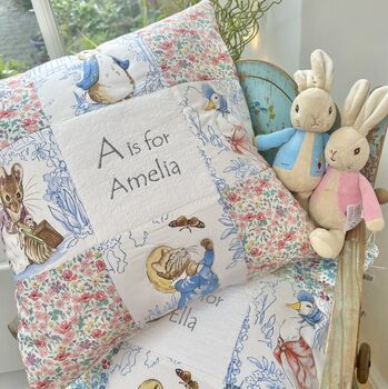 Beatrix Potter Patchwork Floral Name Cushion, 2 of 8