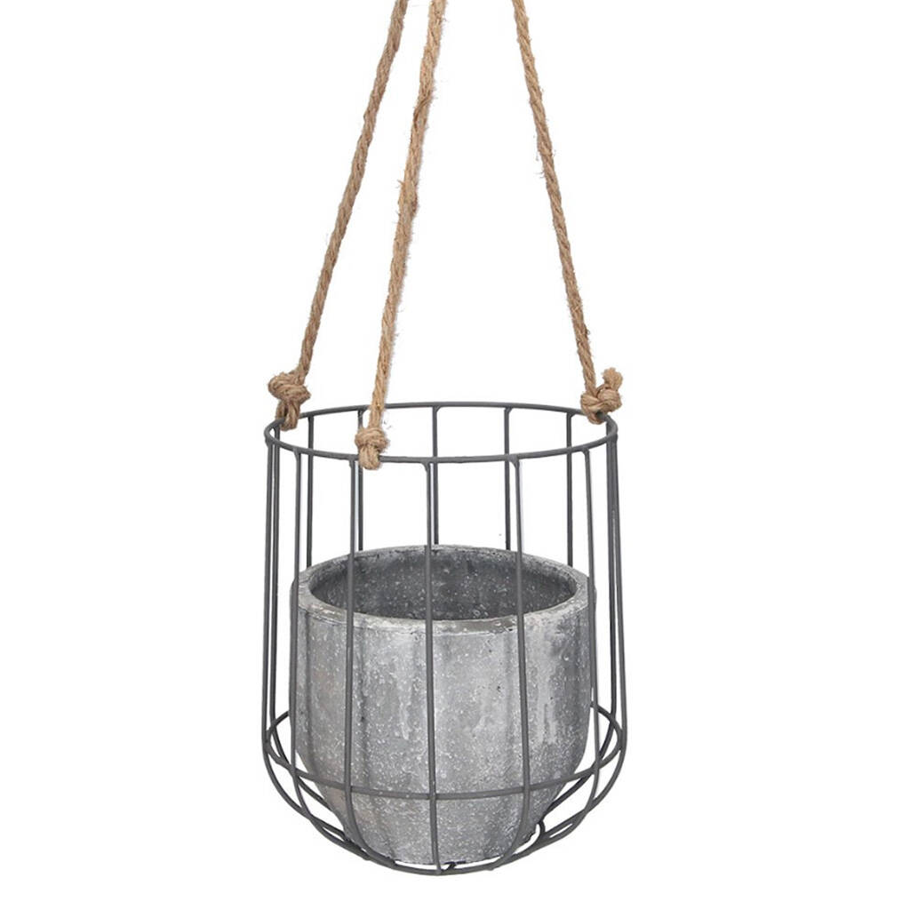 Contemporary Concrete Hanging Basket Planter By Dibor