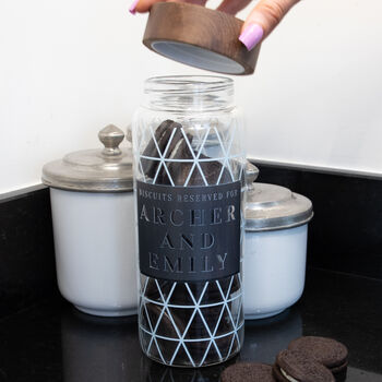 Personalised Reserved For Biscuit Glass Storage Jar, 4 of 9
