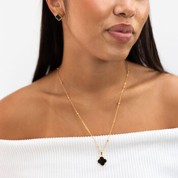 Black Onyx Clover Necklace, 4 of 5