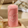 Personalised Hand Painted Heart Couples Pillar Candle, thumbnail 1 of 3