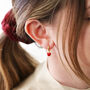 Red Enamel Heart Charm Huggie Hoop Earrings, thumbnail 6 of 9