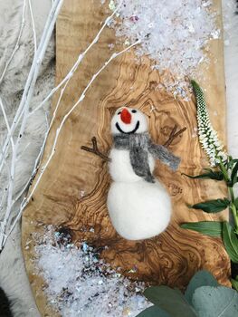 Handmade Felt Norman The Snowman Hanging Decoration, 2 of 8