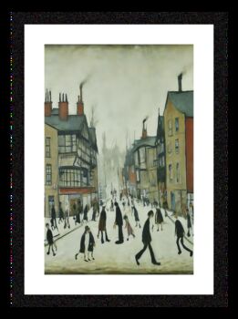 Framed 'Chester Centre' A4 Lowry Style Art Print, 2 of 2