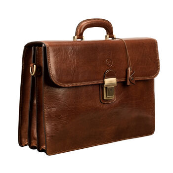 Personalised Leather Classic Briefcase For Men 'Paolo3', 6 of 11