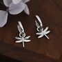 Sterling Silver Dragonfly Huggie Hoops, thumbnail 1 of 12