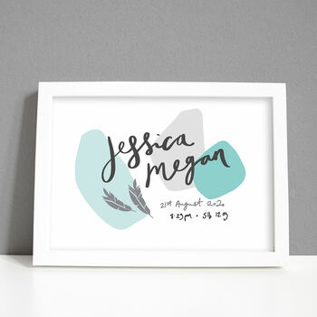 Hand Lettered Baby Name And Details Print, 2 of 6