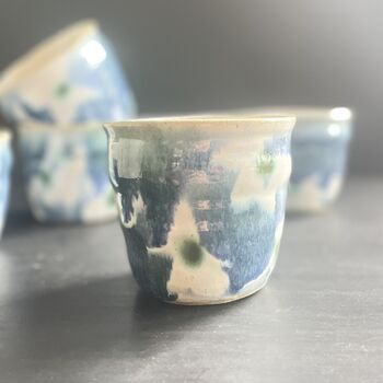 Blue Floral Tumblers Cute Wonky Hand Painted Cups, 6 of 10