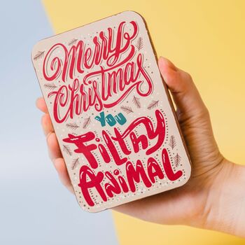 'Merry Christmas You Filthy Animal' Christmas Chocolate Bar, 2 of 8