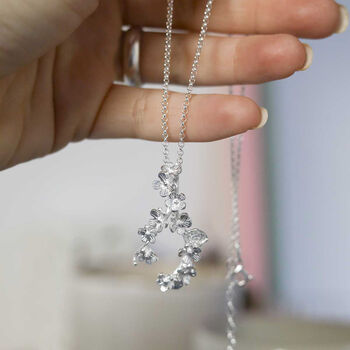 Silver Forget Me Not Cluster Necklace, 6 of 10