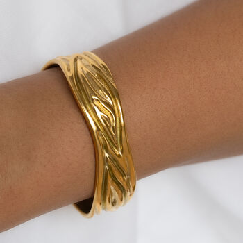 Non Tarnish Textured Open Cuff Bangle, 2 of 6