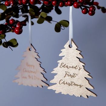 Personalised Gold First Christmas Tree Decoration, 2 of 7