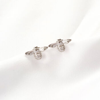 Queen Bumble Bee Silver Stud Earrings, 6 of 6