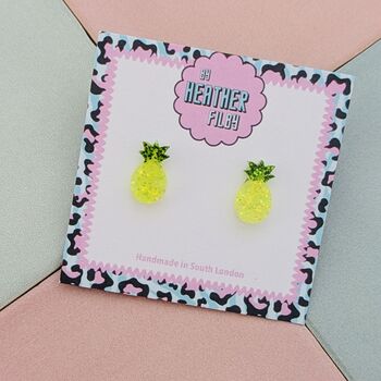 Pineapple Glitter Stud Earrings, 3 of 5