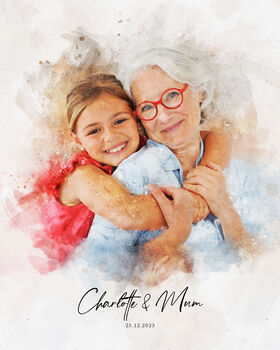 Watercolor Grandparents Portrait From Photo Gift For Nanny, Grandma, Grandad, 4 of 11