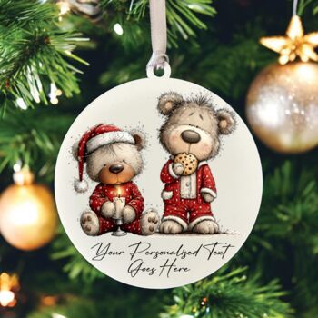 Personalised Christmas Teddy Bear Family Hanging Bauble Decoration, 8 of 10