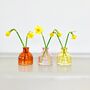 Set Of Three Small Coloured Glass Bud Vases, thumbnail 1 of 4