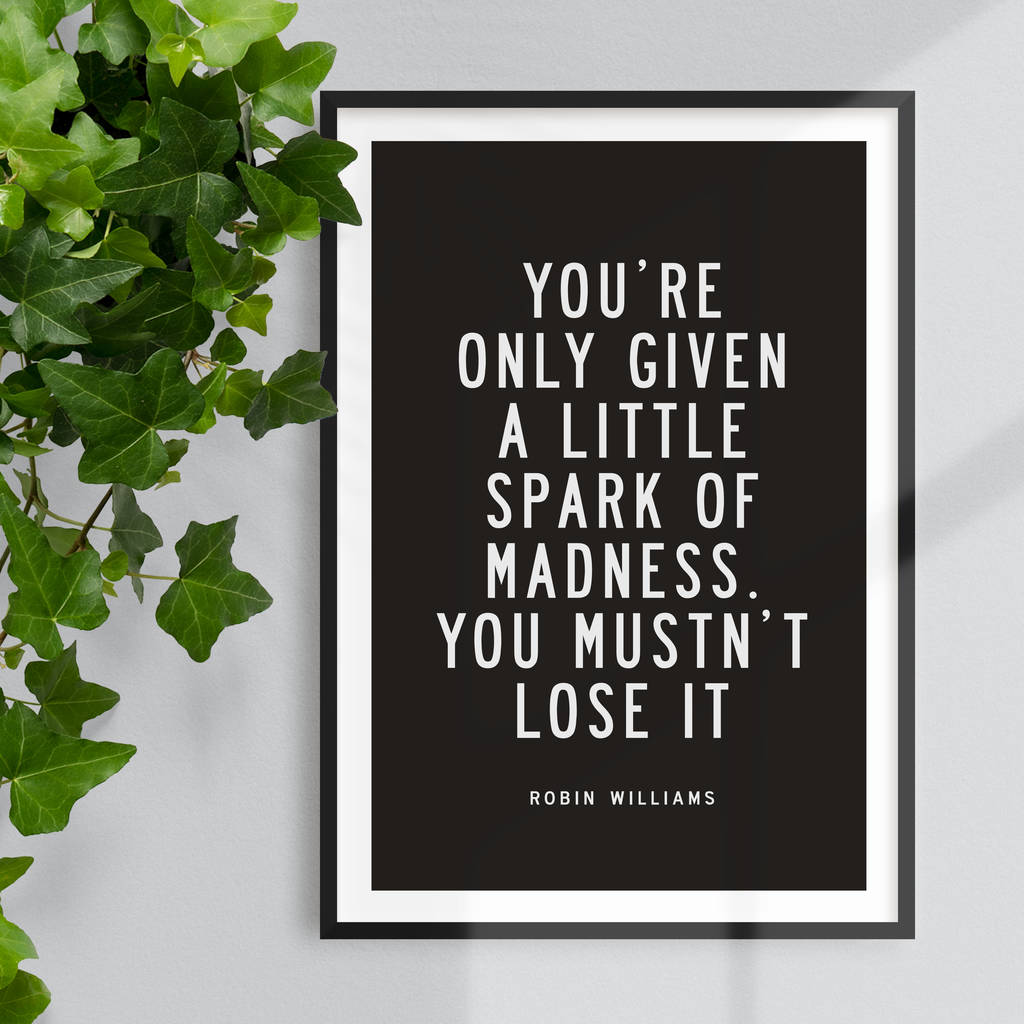 'A Little Spark' Robin Williams Quote Typography Print, 1 of 5