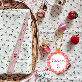 Hand Painted Pink Christmas Taper Candle Gift, 3 of 6