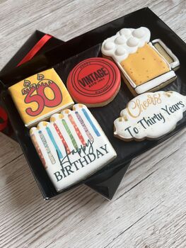 Personalised Milestone Birthday Biscuit Gift For Him, 6 of 11