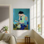 Female Reading Turquoise Art Print, thumbnail 2 of 4