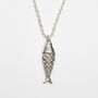 Textured Fish Charm Rope Chain Necklace Pendant, thumbnail 4 of 5