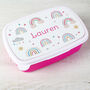 Personalised Pink Rainbow Lunch Box For Kids, thumbnail 2 of 2