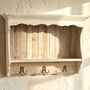 Vintage Aged White Wood Wall Shelf With Hooks, thumbnail 2 of 4