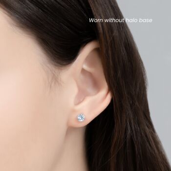 Blue Topaz Stud Earrings With Removable Halo, 3 of 10