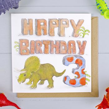 Dinosaur Happy 3rd Birthday Card, 3 of 3