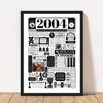 2004 Personalised 21st Birthday Print With Photo, 3 of 6