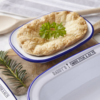 Personalised Enamel Pie Dish For Him, 6 of 7