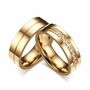 Stainless Steel Couple Promise Wide Zircon Band Rings, thumbnail 5 of 7