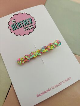 Pastel Pink, Yellow And Blue Thin Bubble Hair Clip / Y2 K Aesthetic Barrette / Colourful Resin Clip / Birthday Gift For Friend, 3 of 5